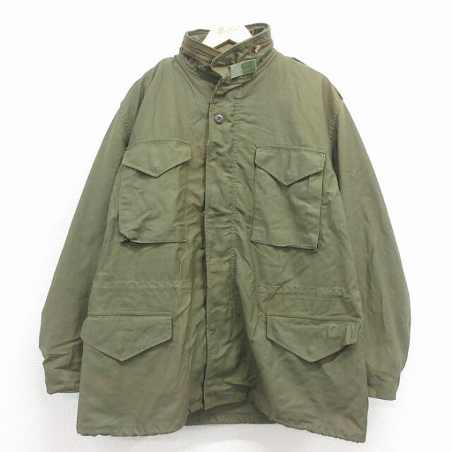 XL★古着 長袖 ミリタリー フィールド ジャケット メンズ 90年代 90s M-65 ロング丈 緑 26jan23