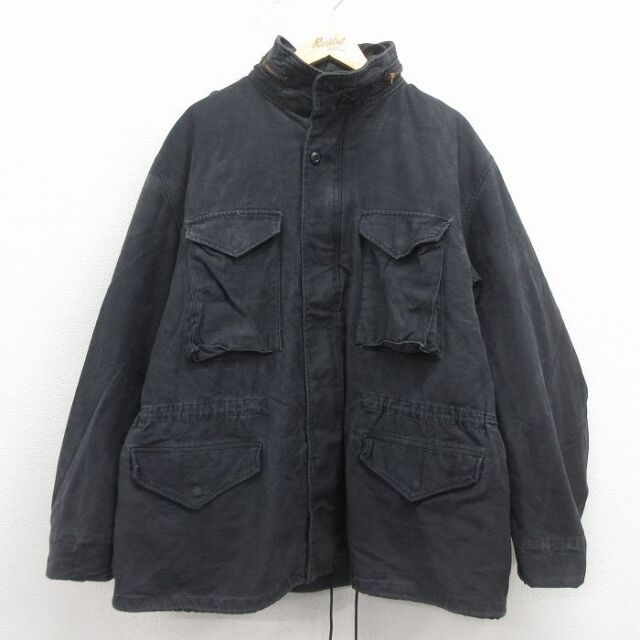 XL★古着 長袖 ミリタリー フィールド ジャケット メンズ 90年代 90s M-65 ライナー付き 大きいサイズ コットン USA製 黒【spe】 26jan23