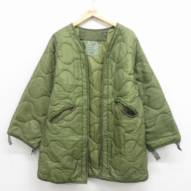 L★古着 長袖 ミリタリー ライナー ジャケット メンズ 90年代 90s リップストップ USA製 緑 26feb13