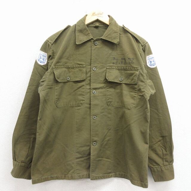 M★古着 長袖 ミリタリー ジャケット メンズ イスラエル軍 緑 26mar09