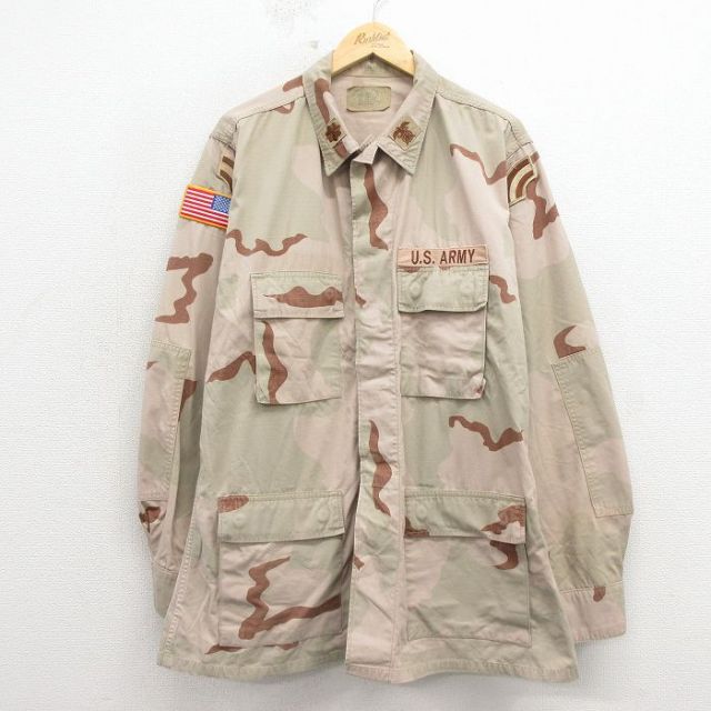 90s ミリタリージャケット コンバット ベージュ迷彩 L | 古着