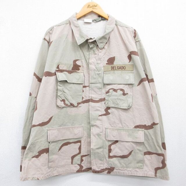 ミリタリー 90s コンバットリップストップジャケット デザートカモ ベージュ メンズXL相当 | 古着