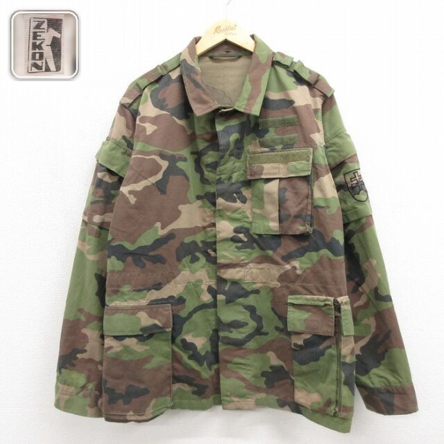 チェコスロバキア軍 長袖ミリタリージャケット 迷彩 グリーン メンズL相当 | 古着