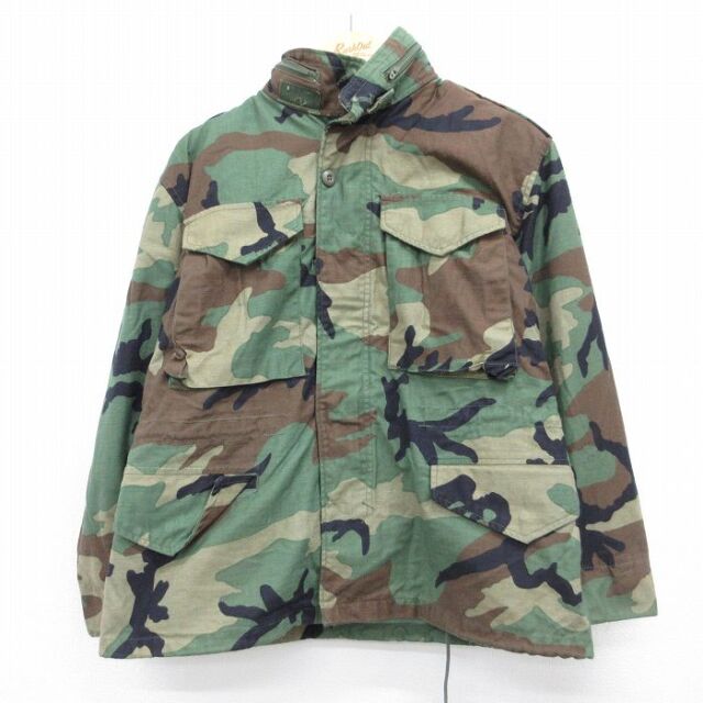 M★古着 長袖 ミリタリー フィールド ジャケット メンズ 80年代 80s M-65 ウッドランドカモ USA製 グリーン 迷彩【spe】 26aug04