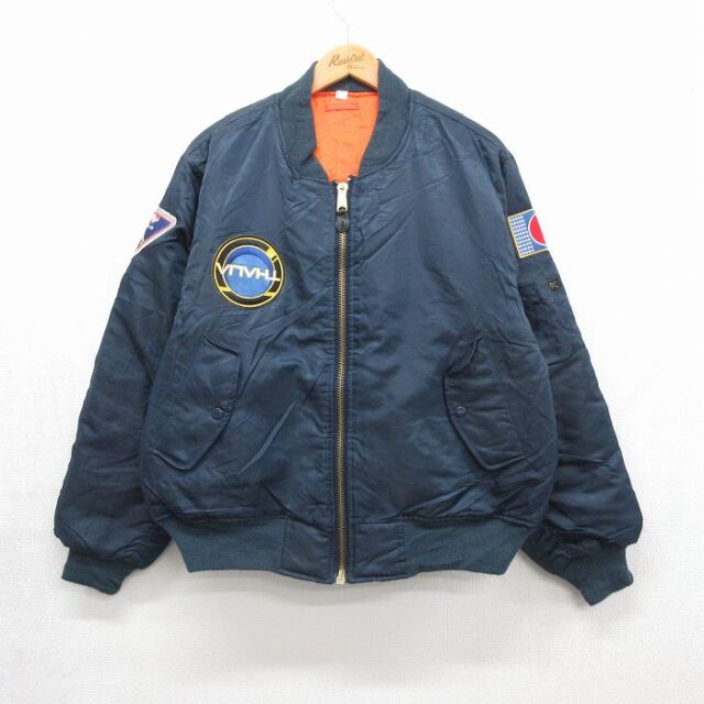 ロスコ 長袖ミリタリージャケット MA-1 USAF ネイビー メンズL相当 | 古着