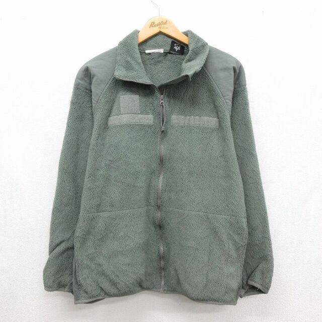 XL★古着 長袖 ミリタリー フリース ジャケット メンズ ECWCS GN3 レベル3 USA製 カーキ 26aug06