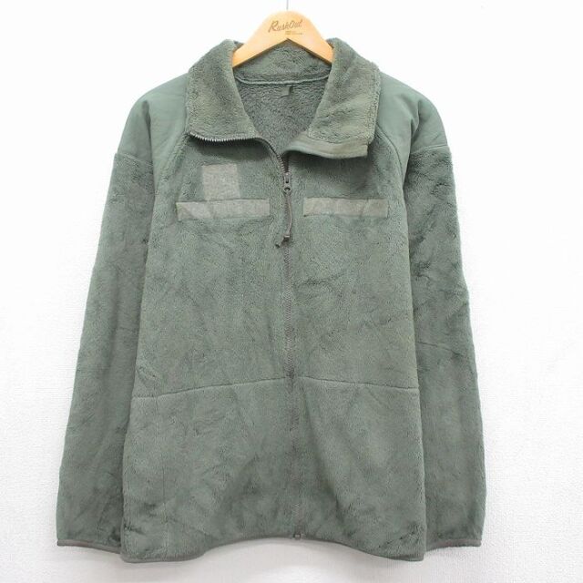 XL★古着 長袖 ミリタリー フリース ジャケット メンズ ECWCS GN3 レベル3 USA製 カーキ 26aug06