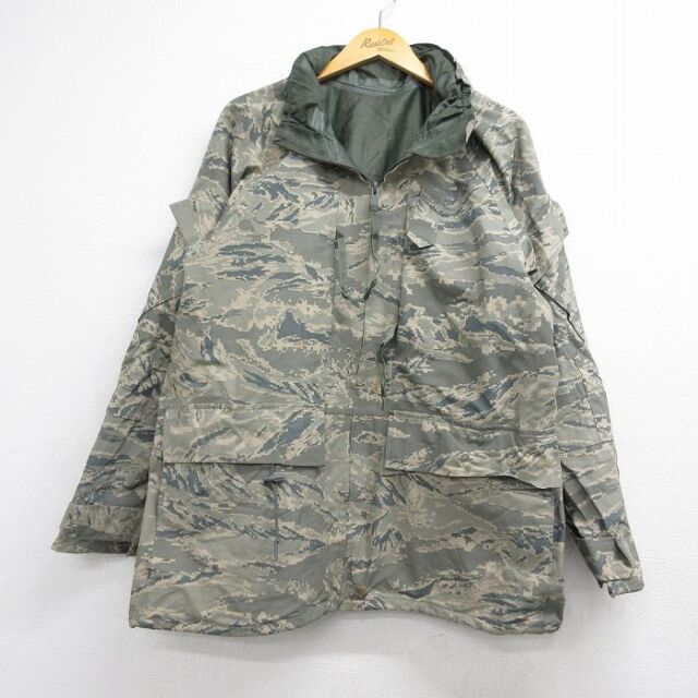 L★古着 長袖 ミリタリー ナイロン ゴアテックス ジャケット メンズ 00年代 00s タイガーデジタルカモ ラグラン USA製 グレー 迷彩【spe】 26aug10