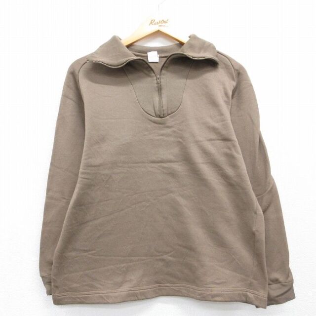 00s ハーフジップトップス ミリタリー ブラウン メンズM相当 | 古着