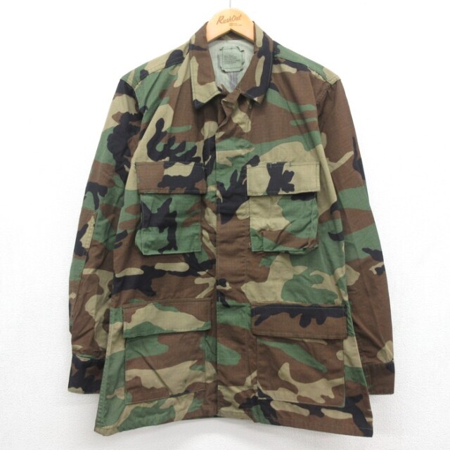 US ARMY 90s コンバットミリタリージャケット ウッドランド柄 グリーン メンズM相当 | 古着