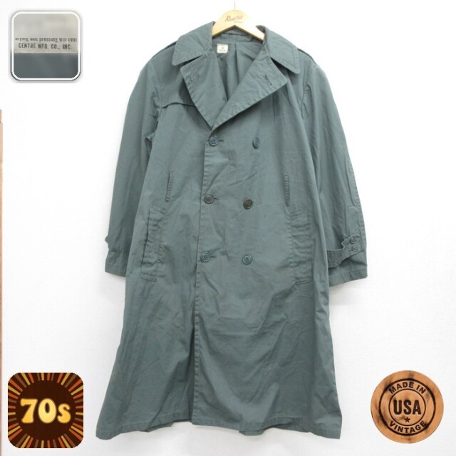 長袖 ミリタリー 70s トレンチレインコート USA製 カーキ メンズL相当 | 古着