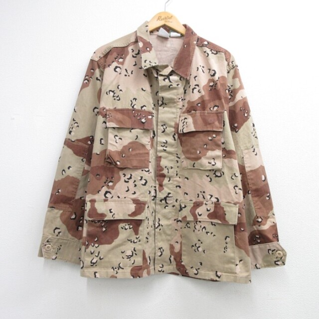 XL★古着 PROPPER 長袖 ミリタリー ジャケット メンズ 90年代 90s チョコチップ コンバット コート USA製 ベージュ 迷彩【spe】 26aug24