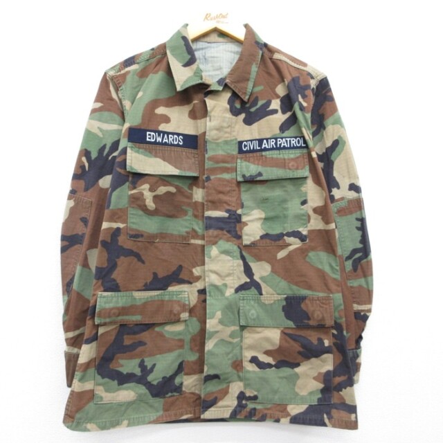Civil Air Patrol 長袖ミリタリージャケット ウッドランド柄 カーキ メンズM相当 | 古着