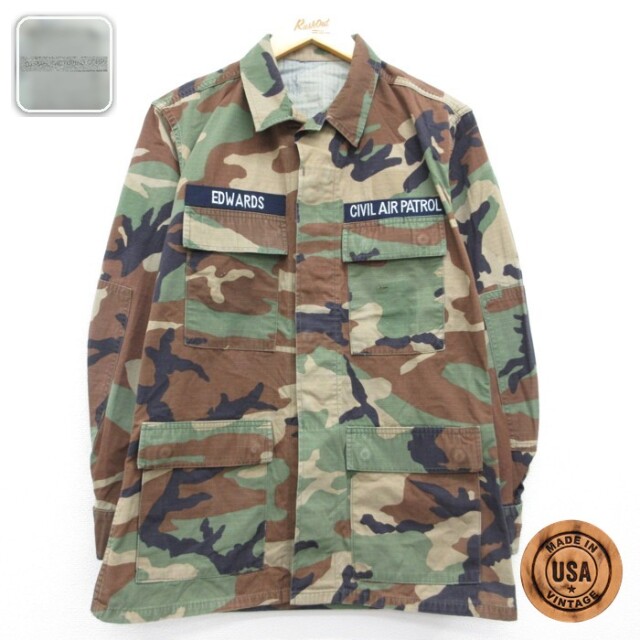 Civil Air Patrol 長袖ミリタリージャケット ウッドランド柄 カーキ メンズM相当 | 古着