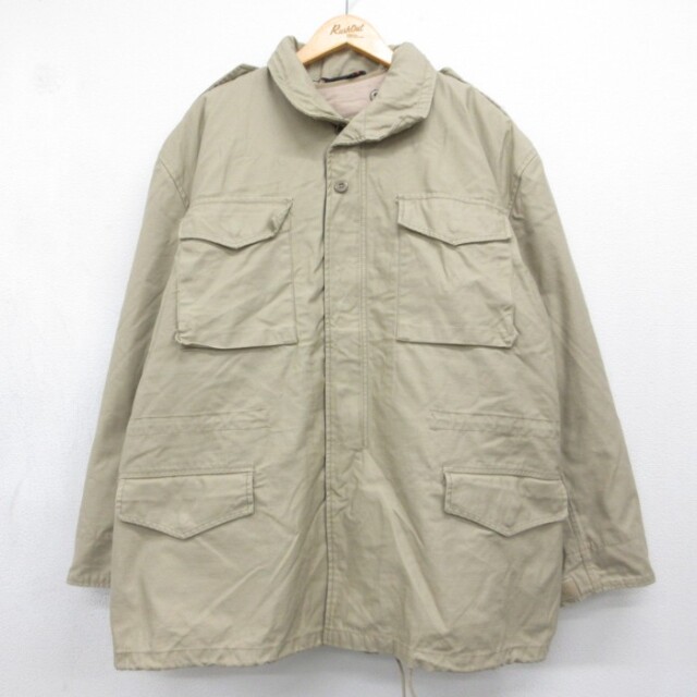 ミリタリー M-65フラップポケットジャケット ベージュ メンズXL相当 | 古着
