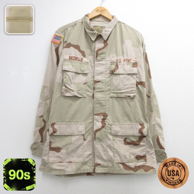 US ARMY 90s ミリタリージャケット コンバットリップストップ デザートカモ ベージュ メンズL相当 | 古着