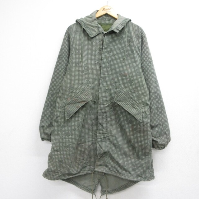 XL★古着 長袖 ミリタリー ジャケット パーカー メンズ 80年代 80s フィッシュテール ライナー付き USA製 カーキ デザートナイトカモ【spe】 26sep16