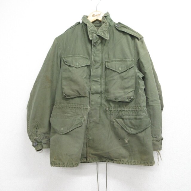 M★古着 US ARMY 長袖 ビンテージ ミリタリー ジャケット メンズ 60年代 60s M-51 フィールド フラップポケット コットン USA製 カーキ【spe】 26sep16