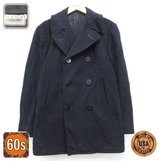 ピーコート 60s ミリタリージャケット ネイビー メンズM相当 | 古着