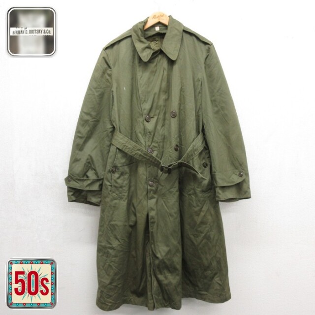 L★古着 US ARMY 長袖 ビンテージ ミリタリー ジャケット メンズ 50年代 50s オーバーコート コットン ロング カーキ【spe】 26oct01
