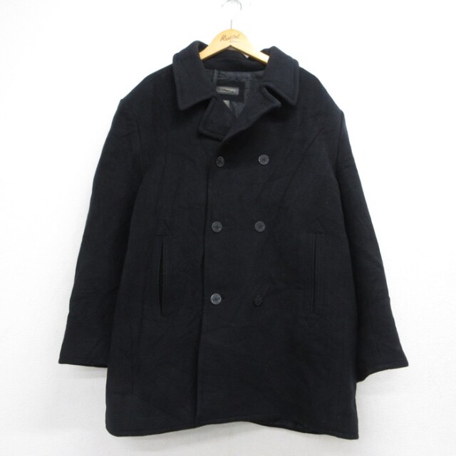 XL★古着 BANANA REPUBLIC 長袖 ジャケット メンズ 00年代 00s ピーコート 大きいサイズ ロング丈 ウール コート ブラック【spe】 26oct06