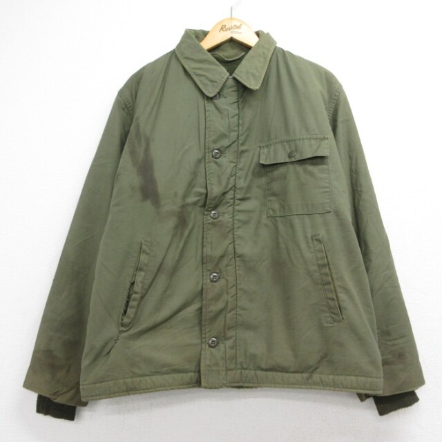XL★古着 Alpha Industries 長袖 ビンテージ ミリタリー ジャケット メンズ 70年代 70s A-2 コーストガード USA製 カーキ【spe】 26oct06