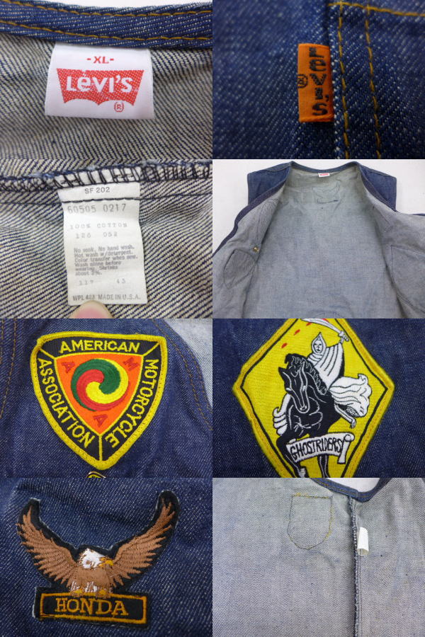 1974円 【★超目玉】 vintage デニムベスト ホンダ ワッペン付 一点物 1974円 【★超目玉】 vintage デニムベスト ホンダ ワッペン付 一点物