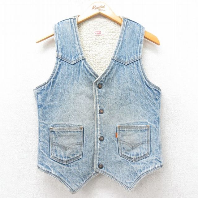 【50%OFF】S★古着 リーバイス Levis 60606 ビンテージ デニム ボア ベスト メンズ 70年代 70s USA製 紺 ネイビー 25feb18 中古 アウター
