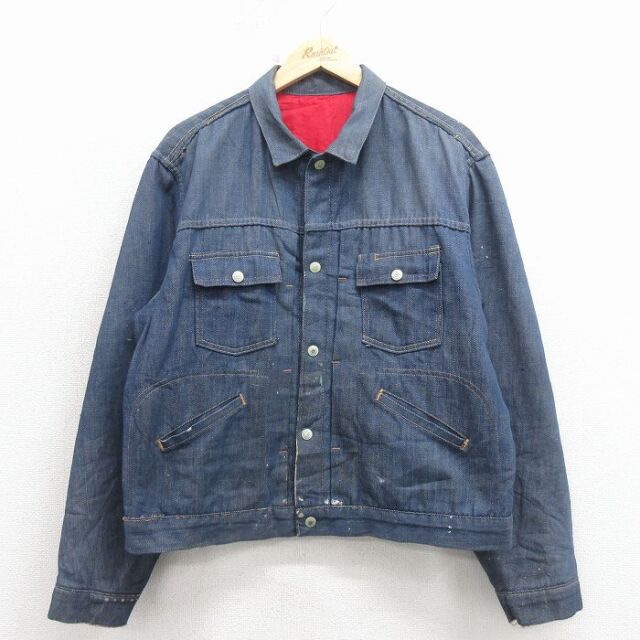 【20%OFF】ランチクラフト 70s 長袖ジージャン 内側キルティング ネイビー L | 古着