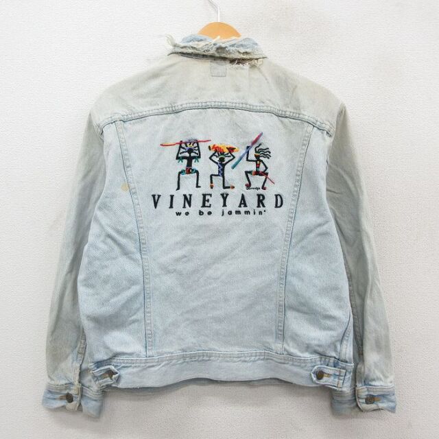 リー 90s ジージャン VINEYARD刺繍 ネイビー L | 古着
