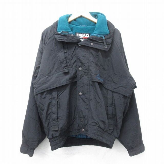 【50%OFF】XL★古着 HEAD 長袖 ジャケット メンズ 90年代 90s ラグラン 黒 ブラック 内側フリース 24oct11 中古 アウター