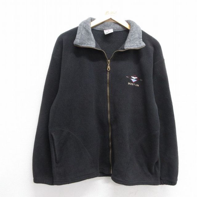 M★古着 長袖 フリース メンズ 90年代 90s ボストン USA製 黒他 ブラック 25jan09 中古 アウター