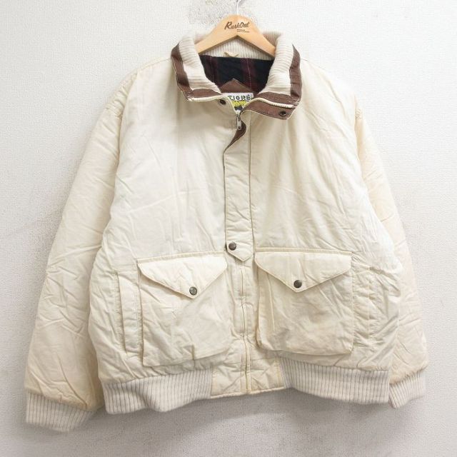 【50%OFF】XL★古着 ルティグレ 長袖 ジャケット メンズ 90年代 90s レザー使用 コットン 白 ホワイト 25jan16 中古 アウター