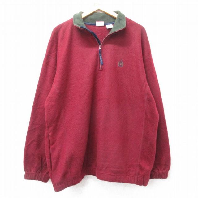 XL★古着 ビューグルボーイ 長袖 ハーフジップ フリース ジャケット メンズ ワンポイントロゴ エンジ他 25jan21 中古 アウター