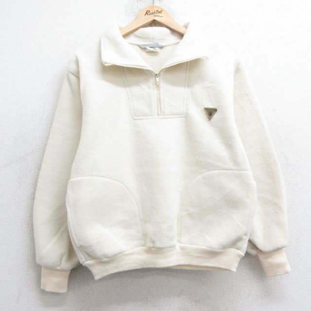 【20%OFF】S★古着 ユニオンベイ 長袖 ハーフジップ フリース ジャケット メンズ 90年代 90s USA製 タロン 白 ホワイト 25jan23 中古 アウター