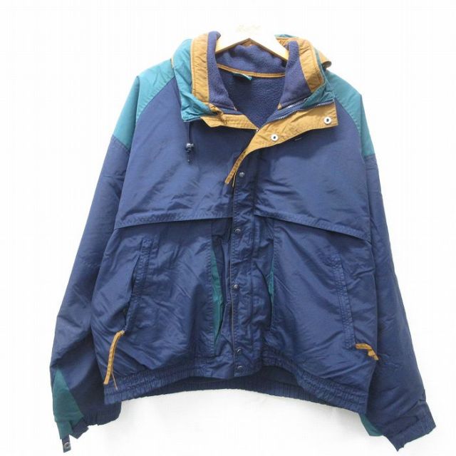 【50%OFF】XL★古着 Dunbrooke 長袖 ナイロン ジャケット メンズ 90年代 90s 紺他 ネイビー 内側フリース 【spe】 25jan27 中古 アウター