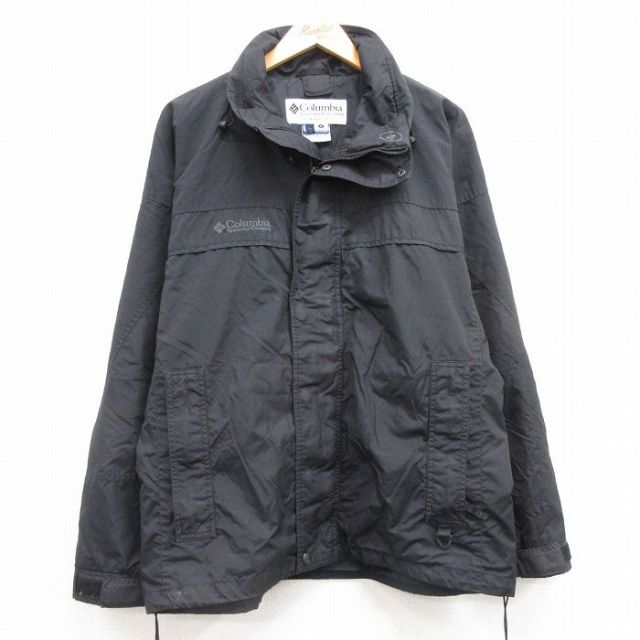 L★古着 コロンビア COLUMBIA 長袖 ナイロン ジャケット メンズ 00年代 00s ワンポイントロゴ Bugaboo 黒 ブラック 25feb05 中古 アウター