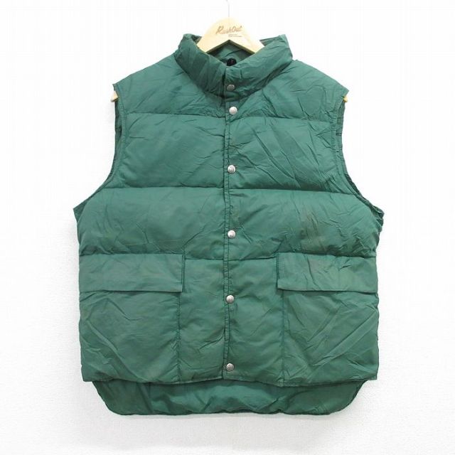 L★古着 エルエルビーン LLBEAN ビンテージ ナイロン ダウン ベスト メンズ 70年代 70s 緑 グリーン 【spe】 25feb06 中古 アウター