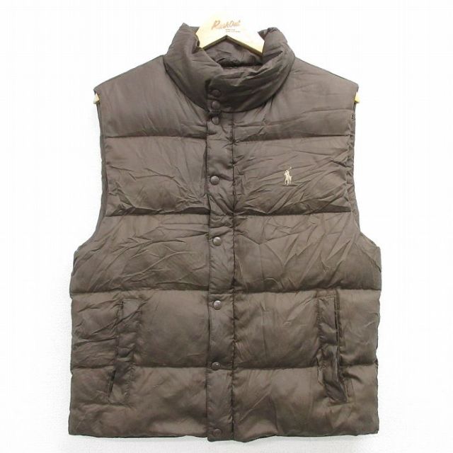 S★古着 ラルフローレン Ralph Lauren ブランド ダウン ベスト メンズ 90年代 90s ワンポイントロゴ 濃茶 ブラウン 25feb06 中古 アウター