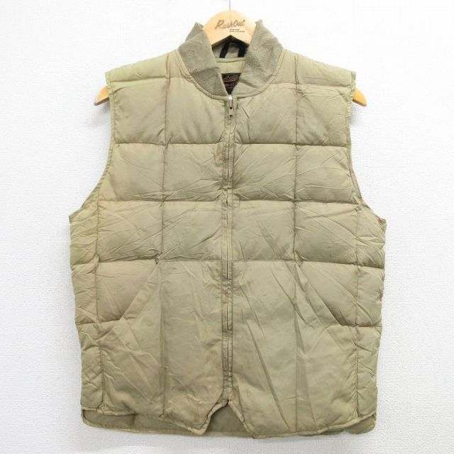 S★古着 エディーバウアー ナイロン キルティング ダウン ベスト メンズ 90年代 90s ベージュ カーキ 【spe】 25feb06 中古 アウター