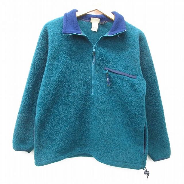 S★古着 エルエルビーン LLBEAN 長袖 ハーフジップ フリース ジャケット メンズ 90年代 90s 青緑他 25feb06 中古 アウター