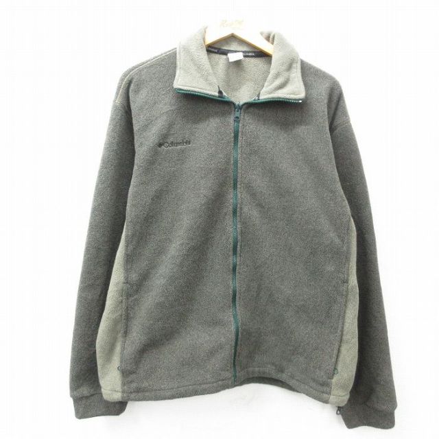 XL★古着 コロンビア COLUMBIA 長袖 フリース ジャケット メンズ 00年代 00s ワンポイントロゴ ポーラテック 緑系 グリーン 25feb06 中古 アウター