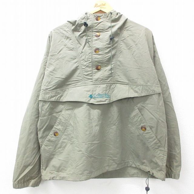L★古着 コロンビア COLUMBIA 長袖 ナイロン ジャケット パーカー メンズ 00年代 00s ワンポイントロゴ 緑系 グリーン 25feb06 中古 アウター