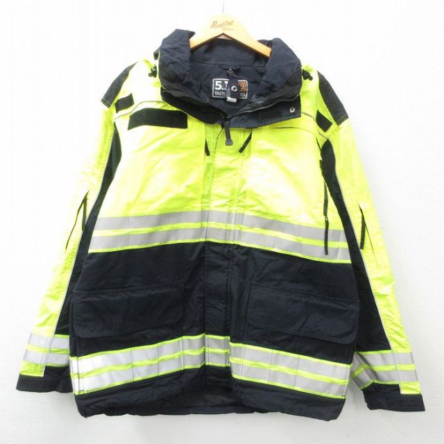 XL★古着 5.11 タクティカル 長袖 ナイロン ジャケット パーカー メンズ EMS リフレクター 黒他 ブラック 25feb06 中古 アウター