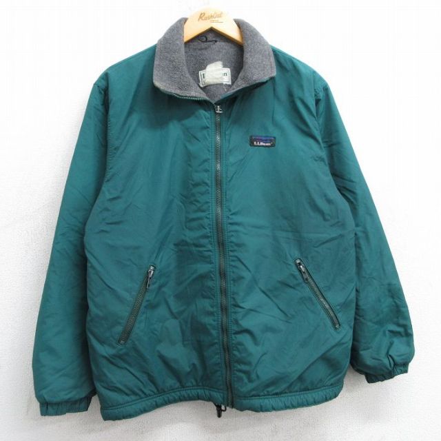 M★古着 エルエルビーン LLBEAN 長袖 ウォームアップ ジャケット メンズ 80年代 80s 緑 グリーン 内側フリース 25feb06 中古 アウター