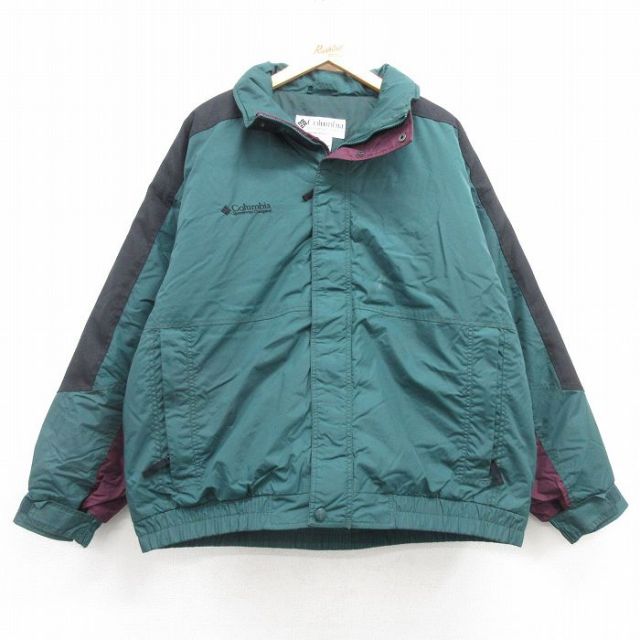 XL★古着 コロンビア COLUMBIA 長袖 ジャケット メンズ 00年代 00s ワンポイントロゴ Crown Rock 大きいサイズ 緑他 グリーン 25feb07 中古 アウター