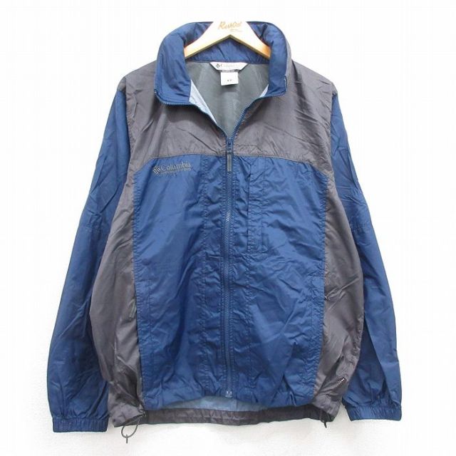 M★古着 コロンビア COLUMBIA 長袖 ナイロン ジャケット メンズ 00年代 00s ワンポイントロゴ 紺他 ネイビー 内側メッシュ 25feb07 中古 アウター