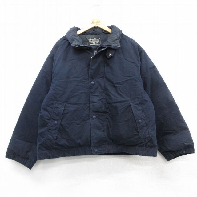 XL★古着 エディーバウアー 長袖 ダウン ジャケット メンズ 黒 ブラック 25feb07 中古 アウター