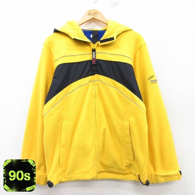【50%OFF】トミーヒルフィガー 90s フリースジャケット ワンポイントロゴ イエロー S | 古着
