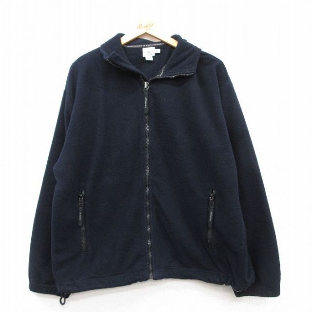 L★古着 カルバンクライン Calvin Klein 長袖 フリース ジャケット メンズ ビッグロゴ 黒 ブラック 25feb07 中古 アウター
